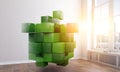 Floating cubes. Innovation and creativity concept