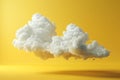 Floating 3D clouds, minimal yellow setting, vast copy space, background clean, subtle art