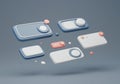 Floating 3D UI elements in a minimalistic style. Features blue and white rounded Royalty Free Stock Photo