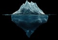 Floating in dark ocean, iceberg has hidden underwater section Royalty Free Stock Photo