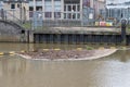 River debris caught on floating boom