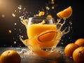 Floating delicious orange juice is a refreshing with a bright, citrusy flavor