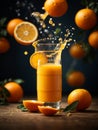 Floating delicious orange juice is a refreshing with a bright, citrusy flavor