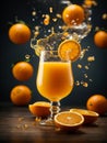 Floating delicious orange juice is a refreshing with a bright, citrusy flavor