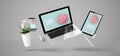 floating devices showing smart responsive website design Royalty Free Stock Photo