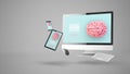 floating devices showing smart responsive website design Royalty Free Stock Photo