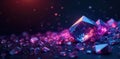 Floating Diamond Shards in Space Abstract scene of sharp, fragmented diamond shards floating in a dark, empty cosmic void. Subtle Royalty Free Stock Photo