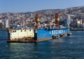 Floating dock or floating harbor in Valparaiso Chile