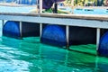 Floating Dock made with empty Plastic Barrels Royalty Free Stock Photo