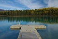 Floating dock at pristine Boya Lake Provincial Park, BC Royalty Free Stock Photo