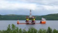 Floating drilling platform in the Kola Bay