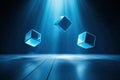 Floating energy cubes in a bright, futuristic space environment Generative AI Royalty Free Stock Photo