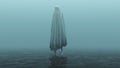 Floating Evil Spirit Over Water on a Foggy Day