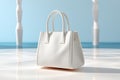 Floating fashion Creative 3D render showcases a white bags elegance