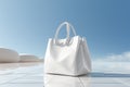 Floating fashion Creative 3D render showcases a white bags elegance