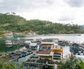 Floating Fish Cages Farming in the Lut Tawar Lake, Takengon, Ace Royalty Free Stock Photo