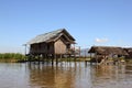 Floating fisherman`s village, Inle, Myanmar Royalty Free Stock Photo