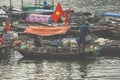 Floating fishing village and fishing boats in Cat Ba Island, Vie