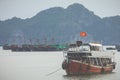 Floating fishing village and fishing boats in Cat Ba Island, Vie