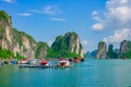 Floating fishing village in Halong Bay, Vietnam Royalty Free Stock Photo