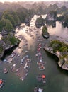 Floating fishing village and rock island in \