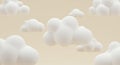 Floating fluffy clouds against a soft background - evoking tranquility - ideal for relaxation media Royalty Free Stock Photo