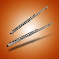 Floating Flute instrument with shadows on orange gradient