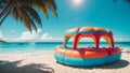 Floating Fun A Colorful Beach Float on National Beach Day.AI Generated Royalty Free Stock Photo