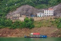 Floating gas stations for boats along Yangtze River Xiling Gorge, Guizhou, China