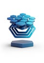 Floating geometric structure featuring a series of stacked, blue Royalty Free Stock Photo