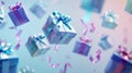 Floating Gift Boxes.AI generated image Royalty Free Stock Photo