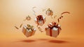 Floating Gift Boxes with Bows Royalty Free Stock Photo