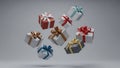 Floating Gift Boxes with Bows Royalty Free Stock Photo