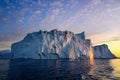 Greenland Ilulissat glaciers at ocean at polar night