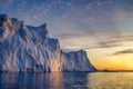 Greenland Ilulissat glaciers at ocean at polar night