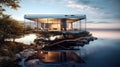 Floating Glass House With Panoramic Views. Generative AI Royalty Free Stock Photo