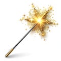 Floating glowing wand with magical sparkles