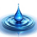 Floating glowing water drop with rotating ripple effects