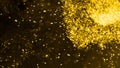 Floating gold nuggets and black dust particles on a nebulous background