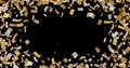 Floating Gold and Silver Confetti on Black Background with Metallic Shimmer and Empty Copy Space Royalty Free Stock Photo