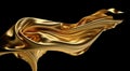 Floating golden fabric on a black background