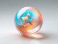 A floating, gradient orb with a 5-point starburst inside, suspended above a neutral gray background The sphere features an artists Royalty Free Stock Photo