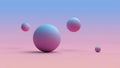 Floating gradient spheres against a soft pastel sky background Royalty Free Stock Photo