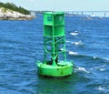 Floating Green Buoy in Atlantic Ocean