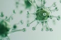 Floating Green Virus Particles on Light Background. Royalty Free Stock Photo