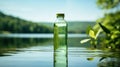 floating green water bottle Royalty Free Stock Photo