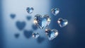 Floating Heart-Shaped Diamonds Royalty Free Stock Photo