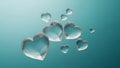 Floating Heart-Shaped Gems on Blue Background Royalty Free Stock Photo