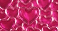 Floating Heart Shapes with Pink Light Reflecting Off the Surfaces Royalty Free Stock Photo