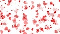 Floating hearts over white background